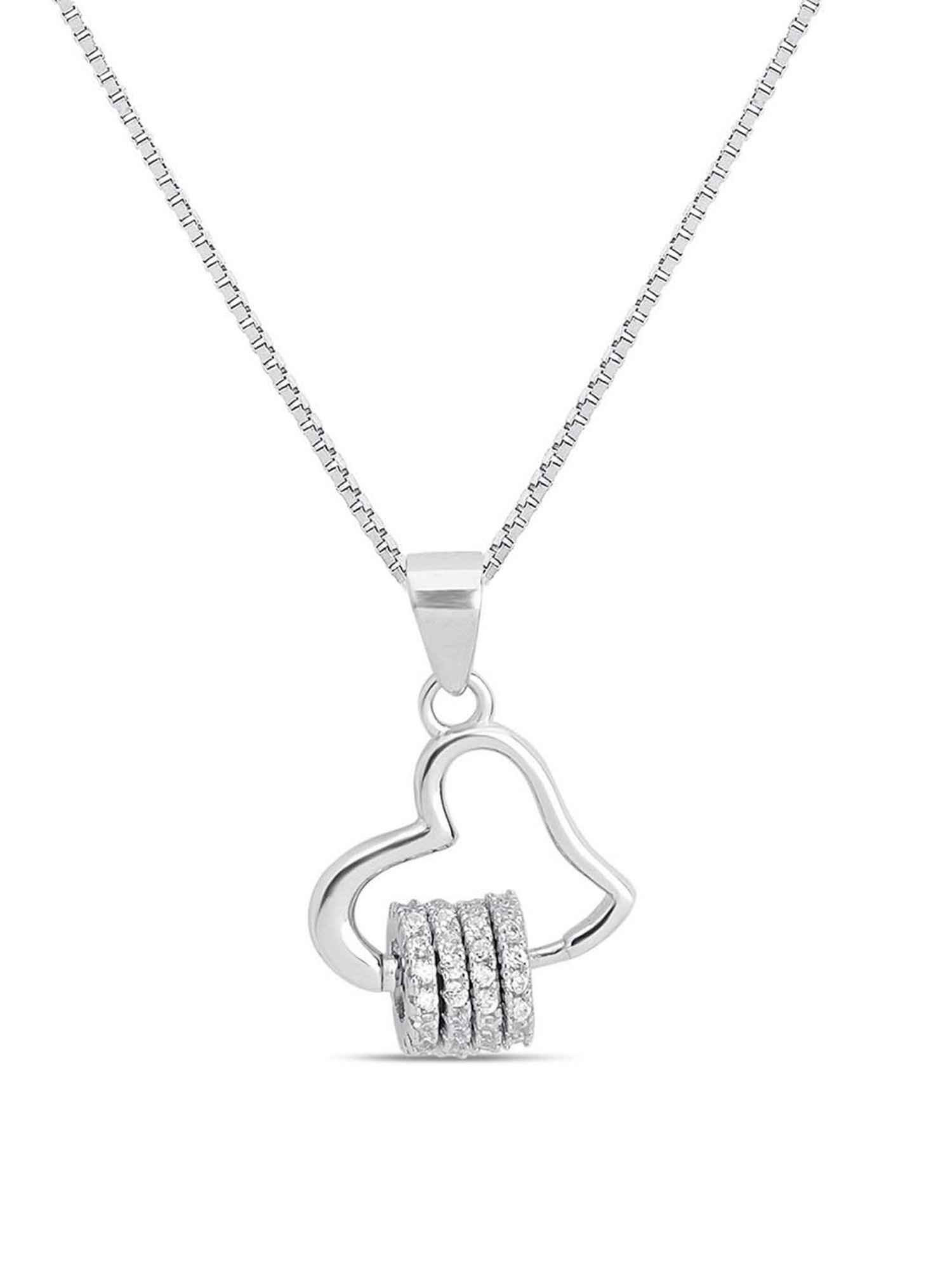 Zavya 925 Silver Eternal Heart Rhodium Plated Pendant for Women