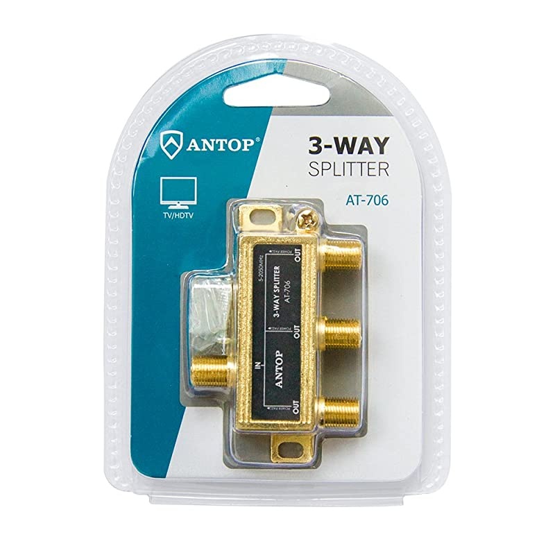 Way TV Signal Splitter,ANTOP Digital Coax Cable Splitter 2GHz- 5-2050MHz High Performance for Satellite/Cable TV Antenna