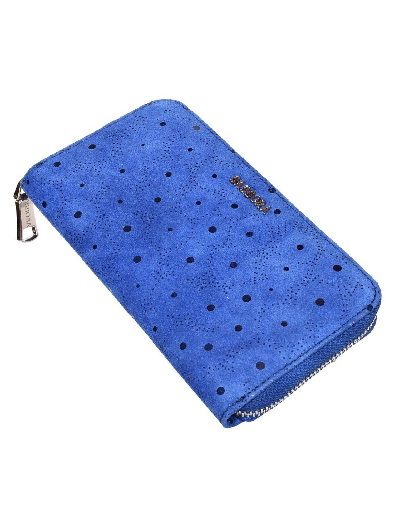 SASSORA LARA Navy Leather Printed Wallet