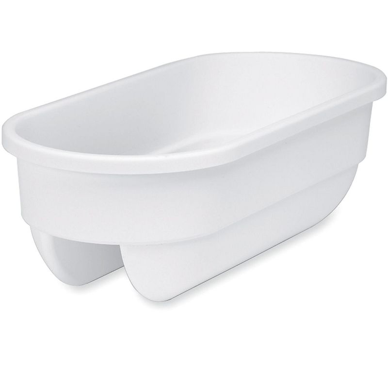 HC Companies heavy duty 24-Inch Width Deck Rail Box Planter, White w/ plugs