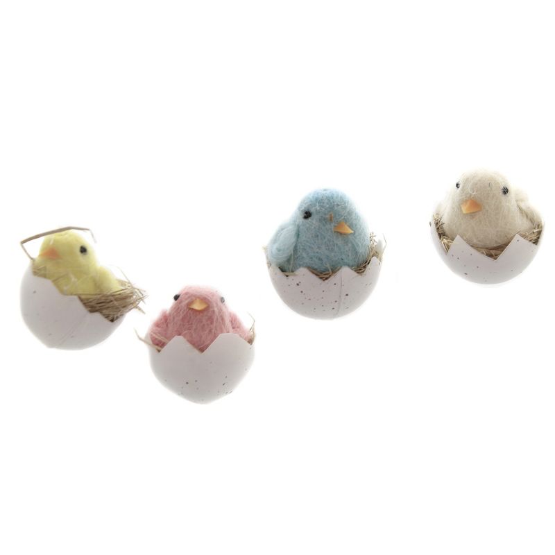 Easter 2.0" Chicks In Egg Set/4 Spring Tree Ornament Bird  -  Decorative Figurine Sets