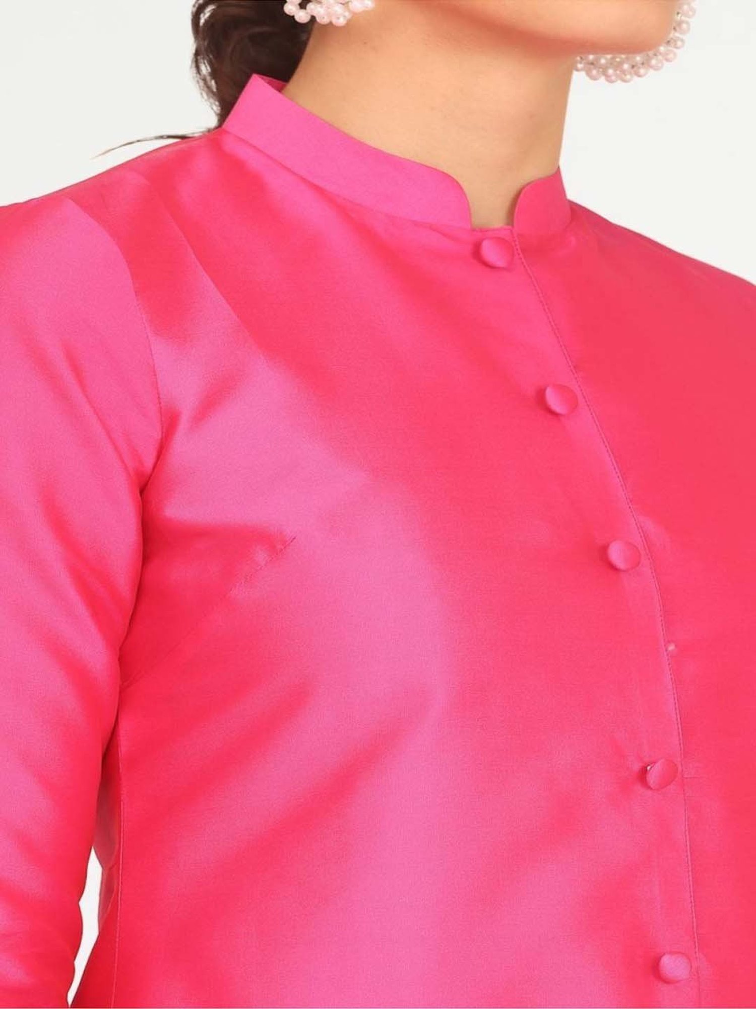 Kaanchie Nanggia Pink Taffeta Jacket with Pant
