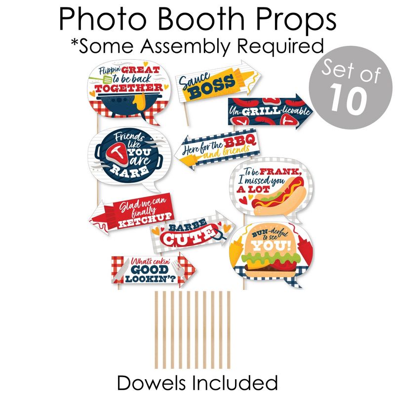 Big Dot of Happiness Missed You BBQ - Banner and Photo Booth Decorations - Backyard Summer Picnic Party Supplies Kit - Doterrific Bundle