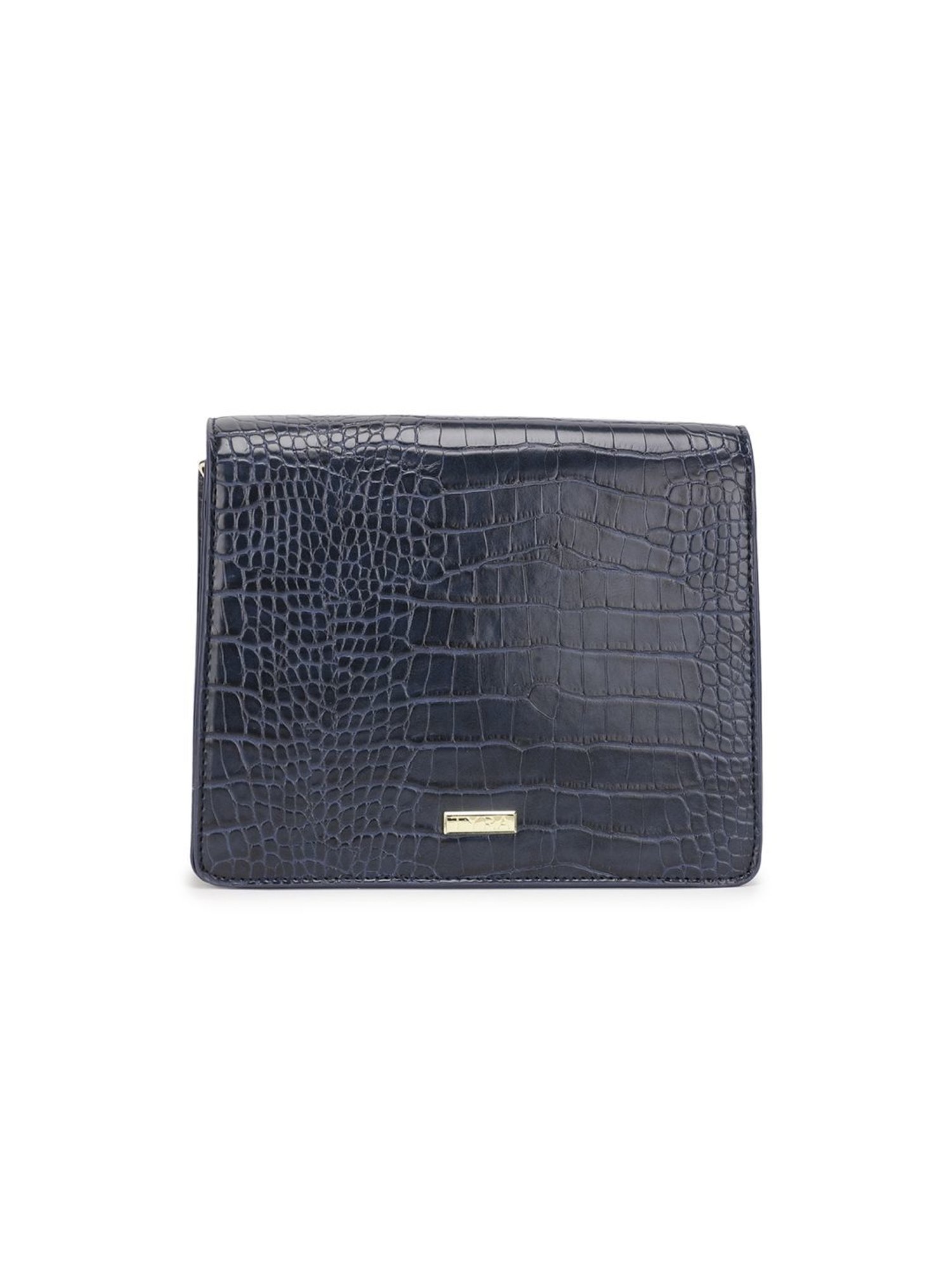 Tyra Lita Navy Textured Faux Leather Sling Handbag