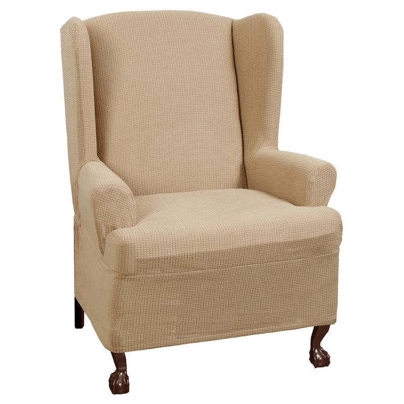 2pc Reeves Chair Stretch Slipcover Natural - Zenna Home