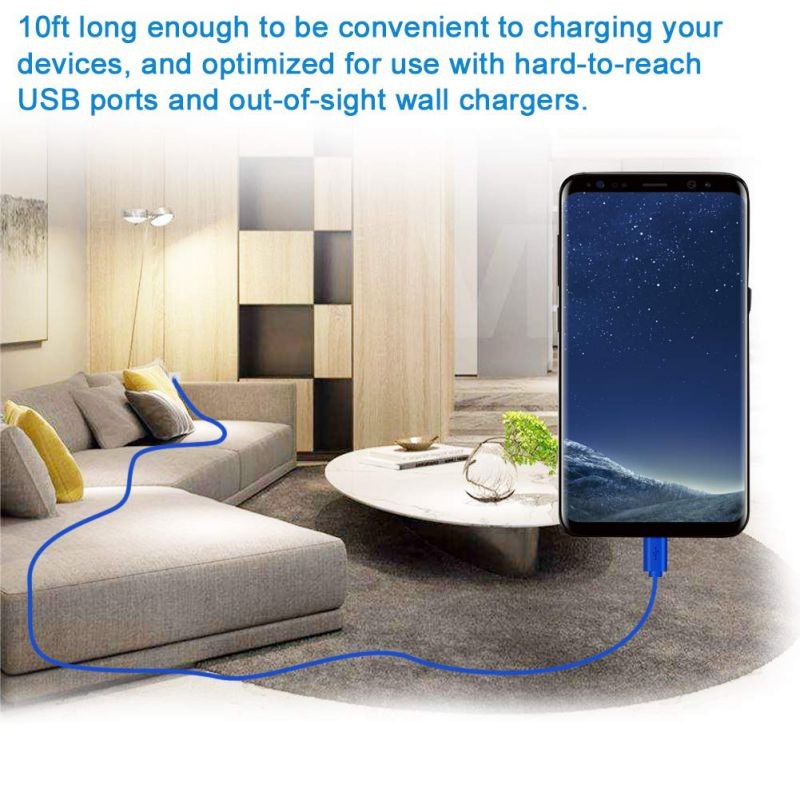2 Pack 10 Ft PS4 Controller Charging Cable,Charge and Play,Micro USB Fast Charger Sync Long Cord for Sony Playstation 4 PS4 Slim/Pro.Xbox One S/X,Android Phone,Samsung Galaxy S6 S7 Edge Note 5 4 Blue