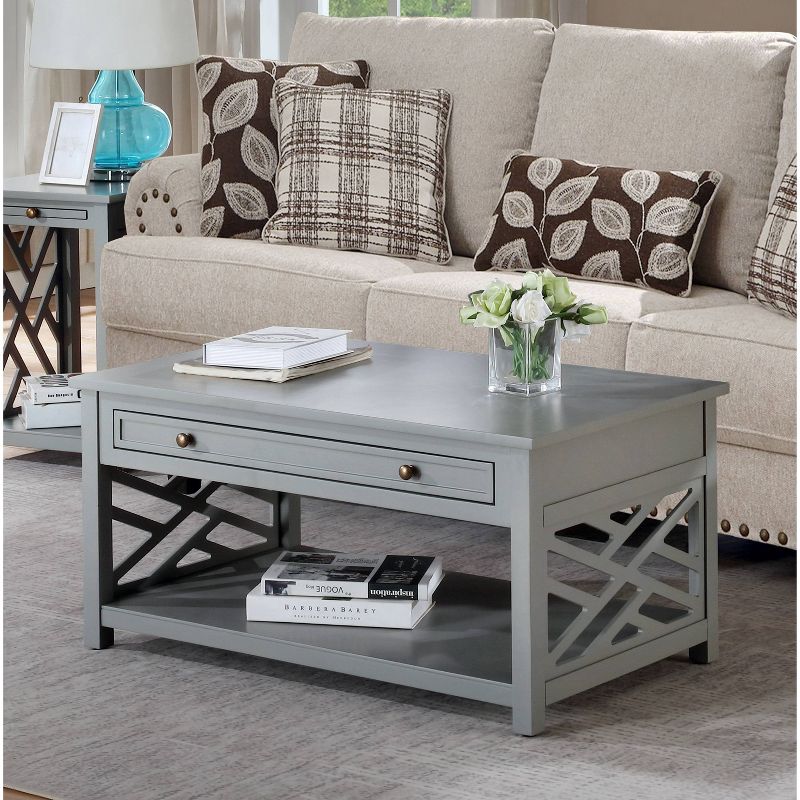 36" Middlebury Wood Coffee Table with Drawer Gray - Alaterre Furniture