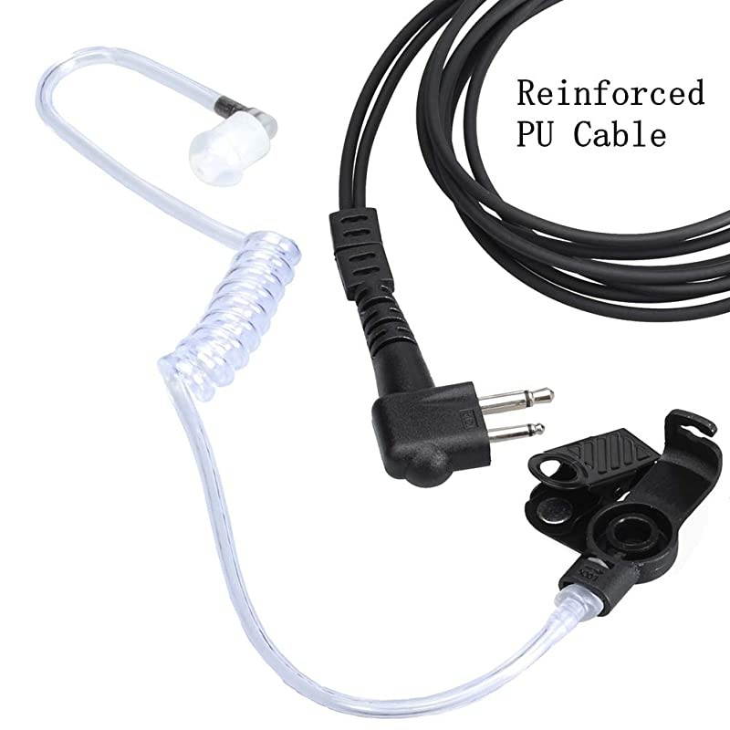 for Motorola Walkie Talkies with Mic 2 Pin Acoustic Tube Headset and PPT for CP200 GP2000 XU1100 PRO1150 MU12 2 Pack