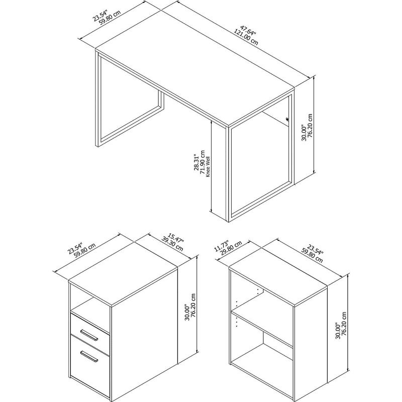 Torte Computer Desk with File Cabinet and Bookcase Brown - Bush Furniture