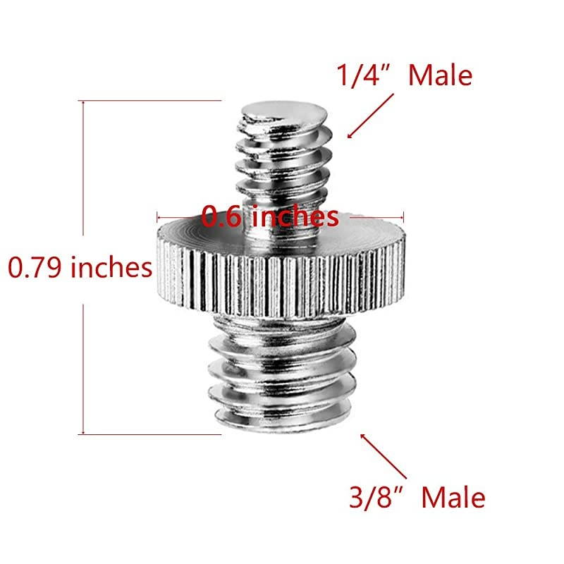 14 to 38 Screw Adapter Converter Threaded Screws Adapter Spigot Screw Mount Set for Camera Tripod Monopod Ballhead Flash Light Stand Shoulder Rig