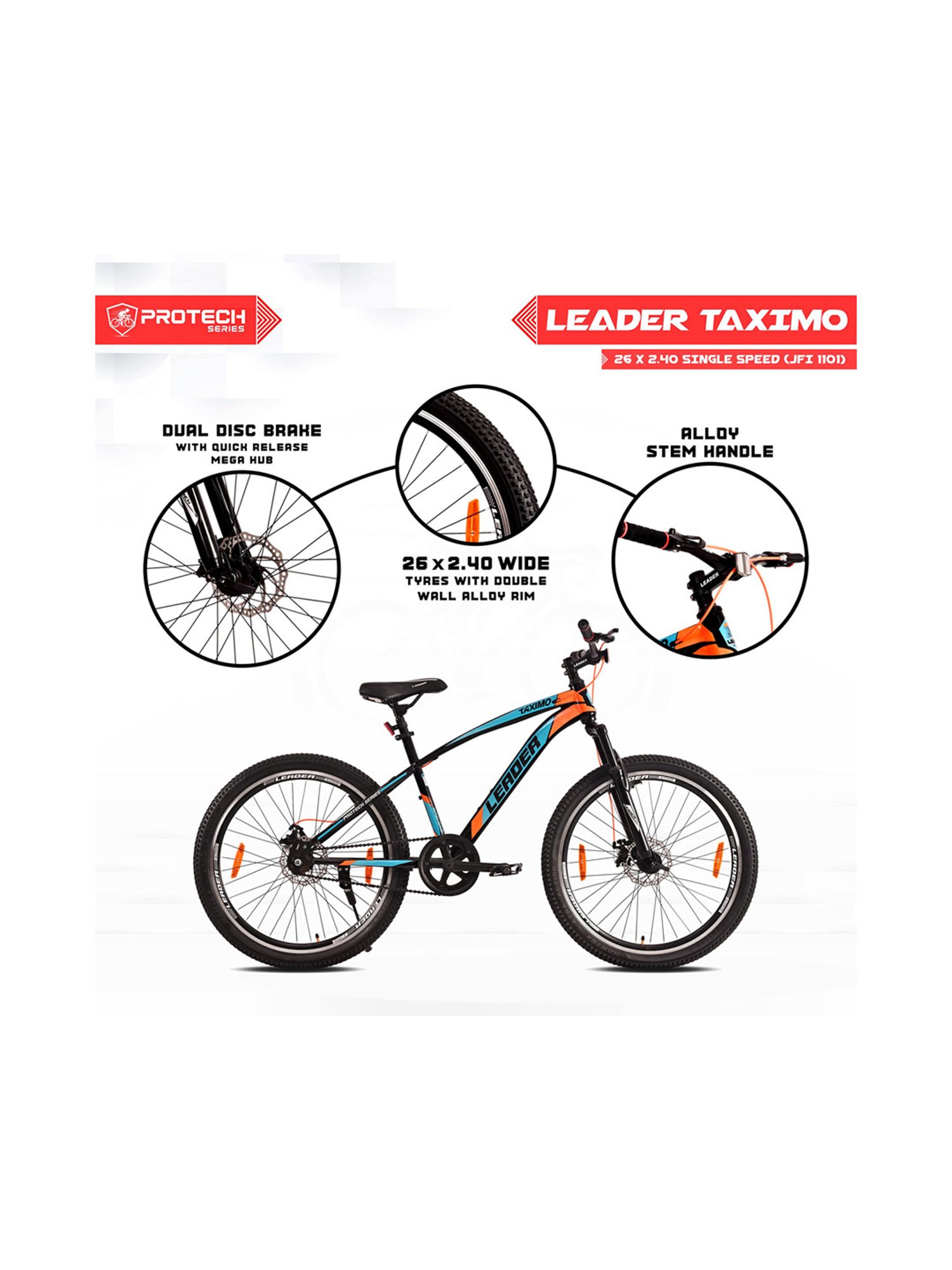 Leader Taximo Bicycles (Black) Size - 26T