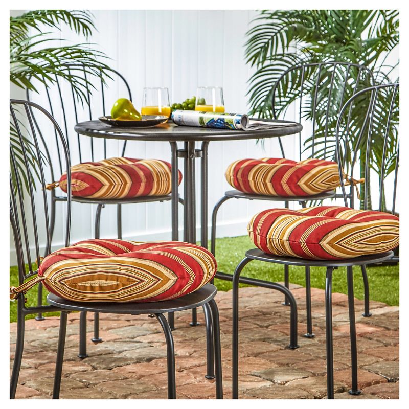 4pk 15" Roma Stripe Outdoor Bistro Chair Cushions - Kensington Garden