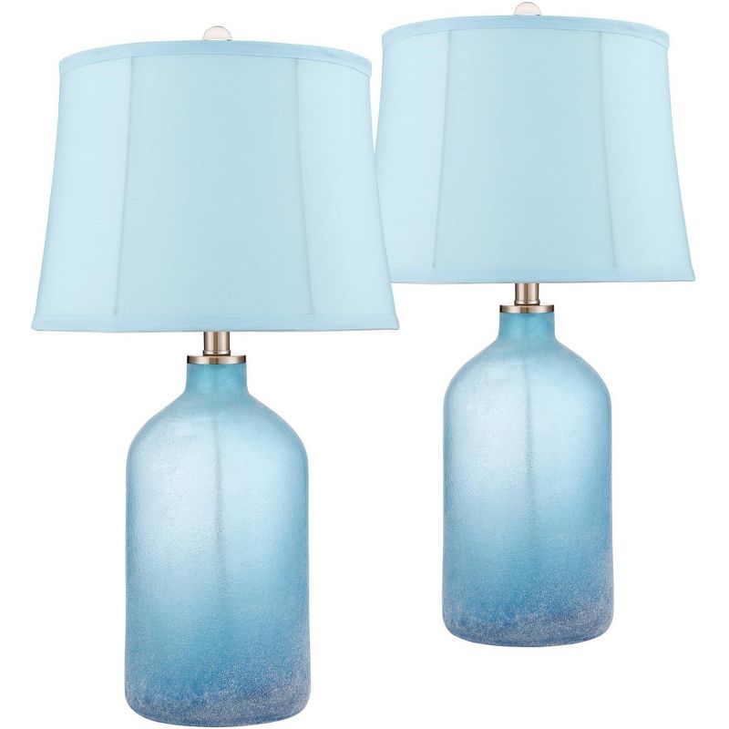 360 Lighting Sergio Chrome Accent Black Shade USB Table Lamps Set of 2