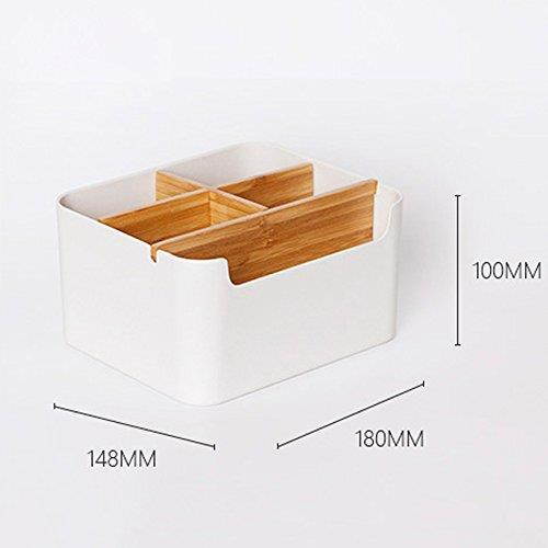 ZEN'S BAMBOO Desk Organizer Multifunction Office Supplies Storage Box Remote Control Holder Bedside Living Room Decor (Desk Organizer-S)