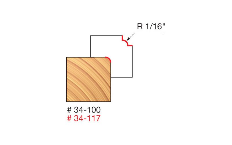 Freud 34-100 1/16 in. Round Over Router Bit