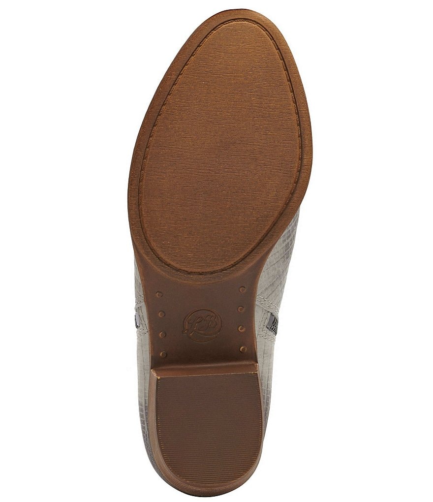 Lucky Brand Basel Printed Leather Side Zip Block Heel Ankle Booties