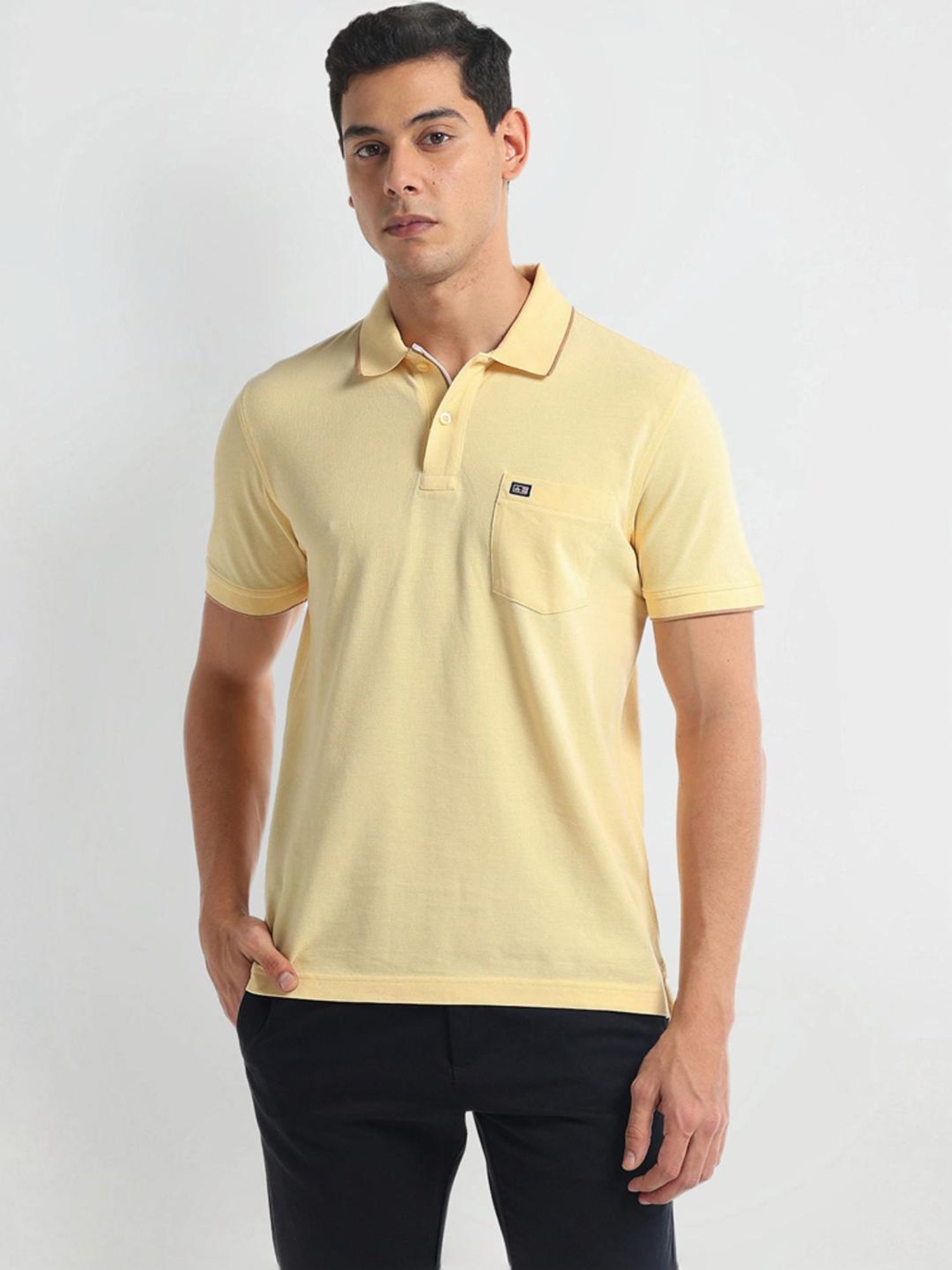 Arrow Sports Yellow Regular Fit Polo T-Shirt