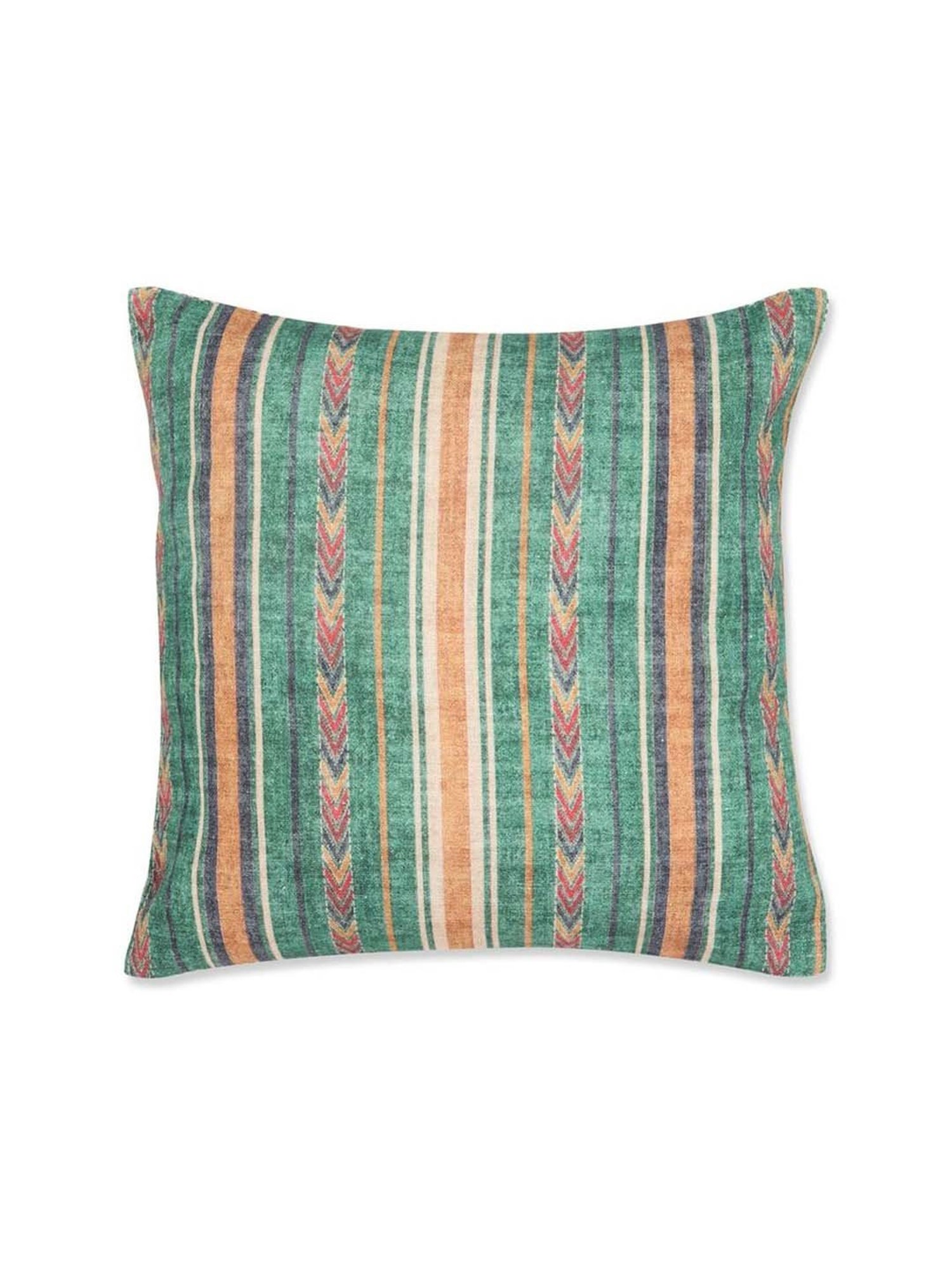 Fabindia Home Green Cotton Printed Fergana Cushion Cover