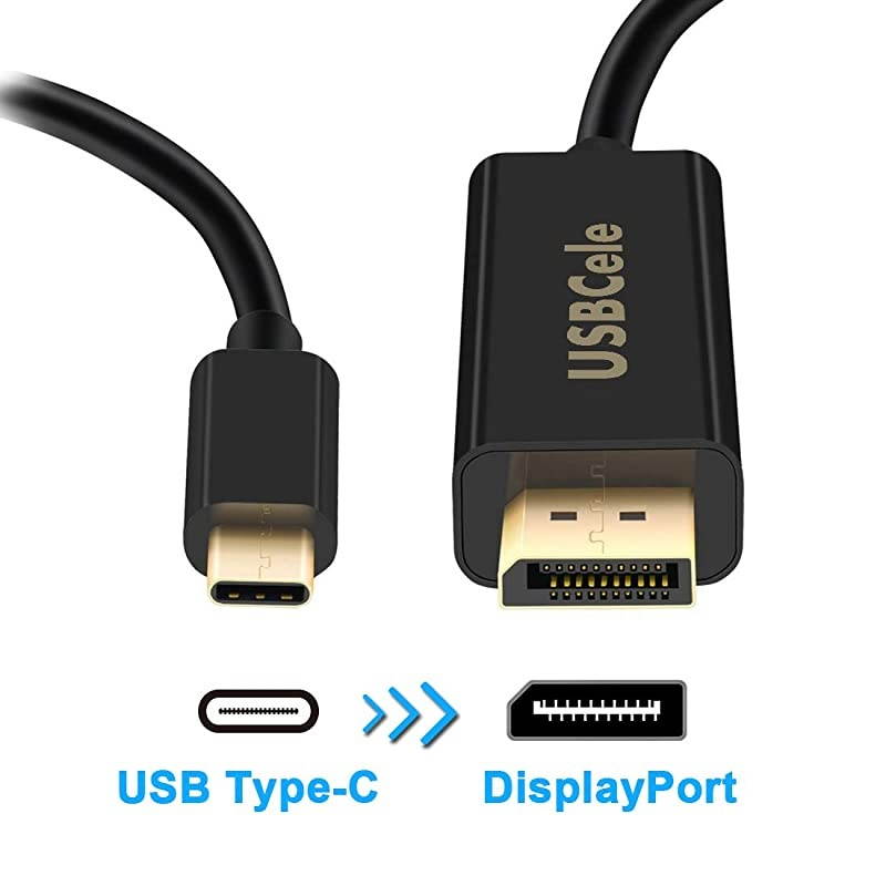 USB-C to DisplayPort Cable 4K@60Hz,  USB Type C (Thunderbolt 3) to DisplayPort Cable Adapter for MacBook Pro, iMac, XPS Laptop, Galaxy S8/S9/S10 to Monitor, Projector, 6FT [Advanced Chip]