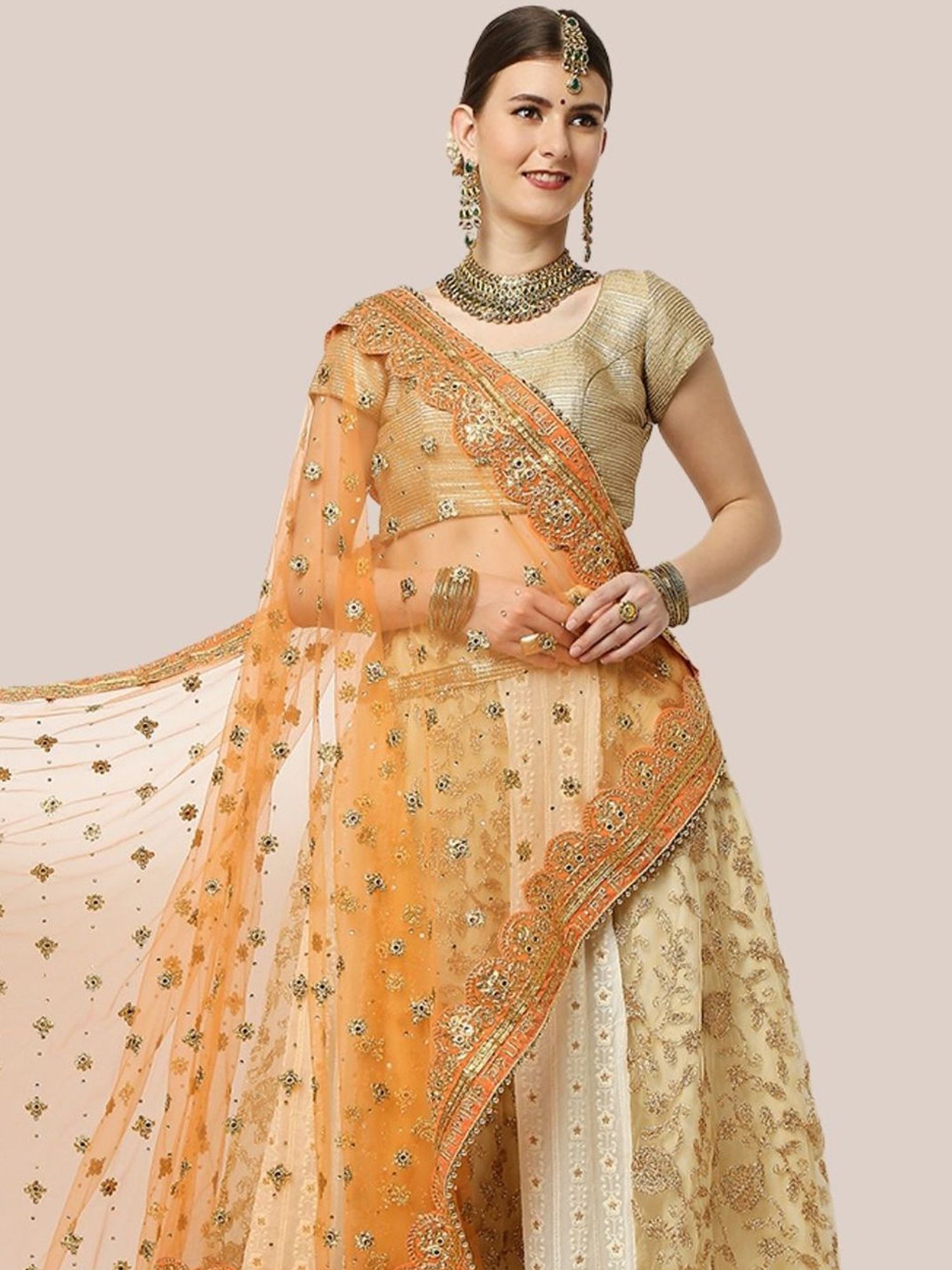 Dupatta Bazaar Peach Zari Work Dupatta