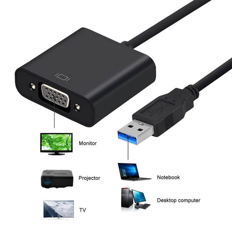 USB 3.0 to VGA Adapter External Video Card Multi Display Converter for Win 7/8/10 Desktop Laptop PC Monitor Projector