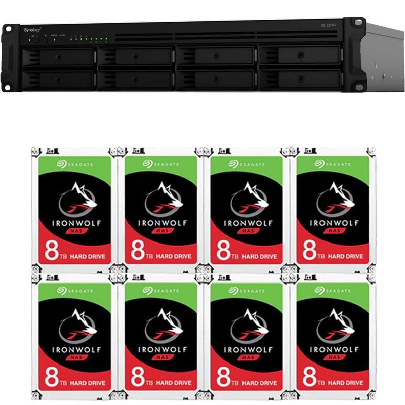 Synology RS1221RP+ RackStation with 32GB RAM and 32TB (8 x 4TB) of Seagate Ironwolf NAS Drives Fully Assembled and Tested By CustomTechSales