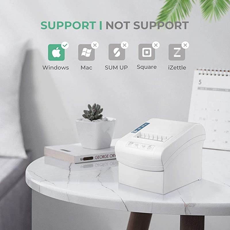 Thermal Receipt Printer of 300mms HighSpeed Printing Auto Cutter Sound Reminder 3 18 80mm Desktop POS Ticket Printer with USBSerialLANCash Drawer Port Support Windows