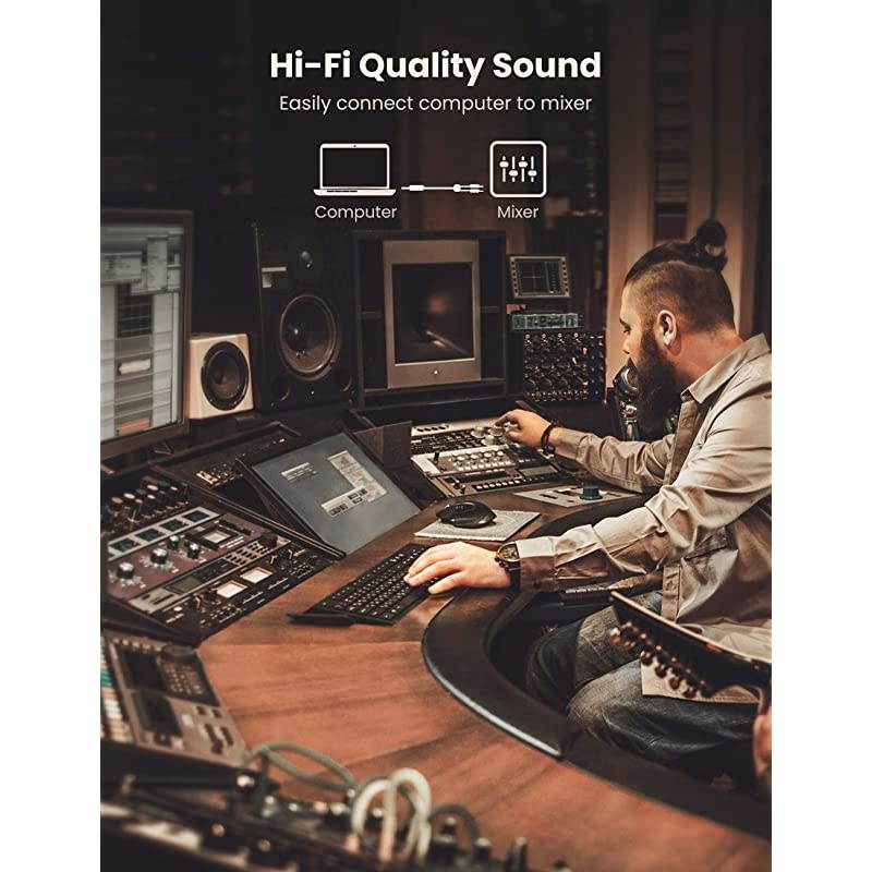 3.5mm 1/8" TRS to Dual 6.35mm 1/4" TS Mono Stereo Y-Cable Splitter Cord Compatible for iPhone, iPod, Computer Sound Cards, CD Players, Multimedia Speakers and Home Stereo Systems 10FT