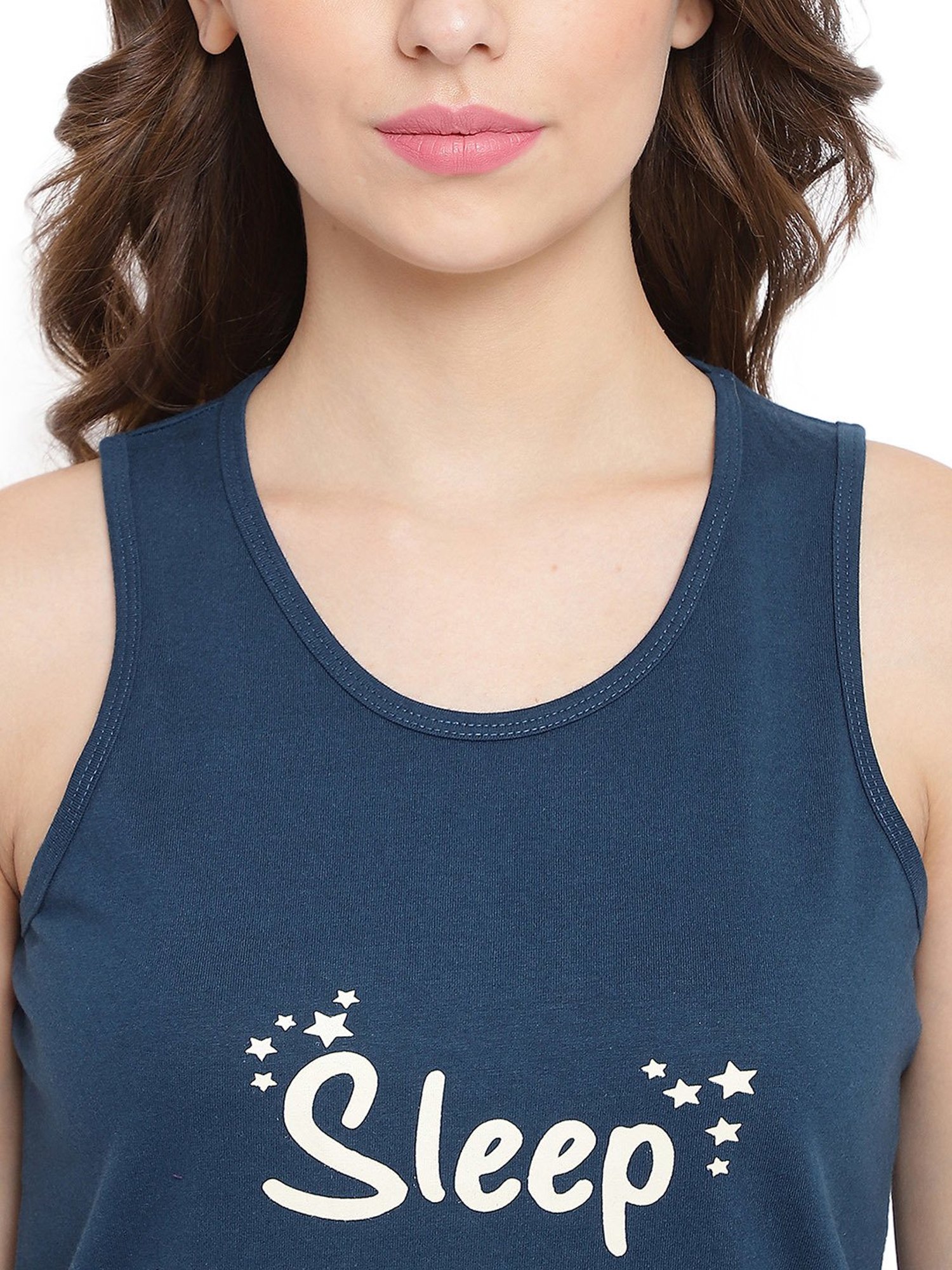 La Intimo Blue Printed Top With Shorts