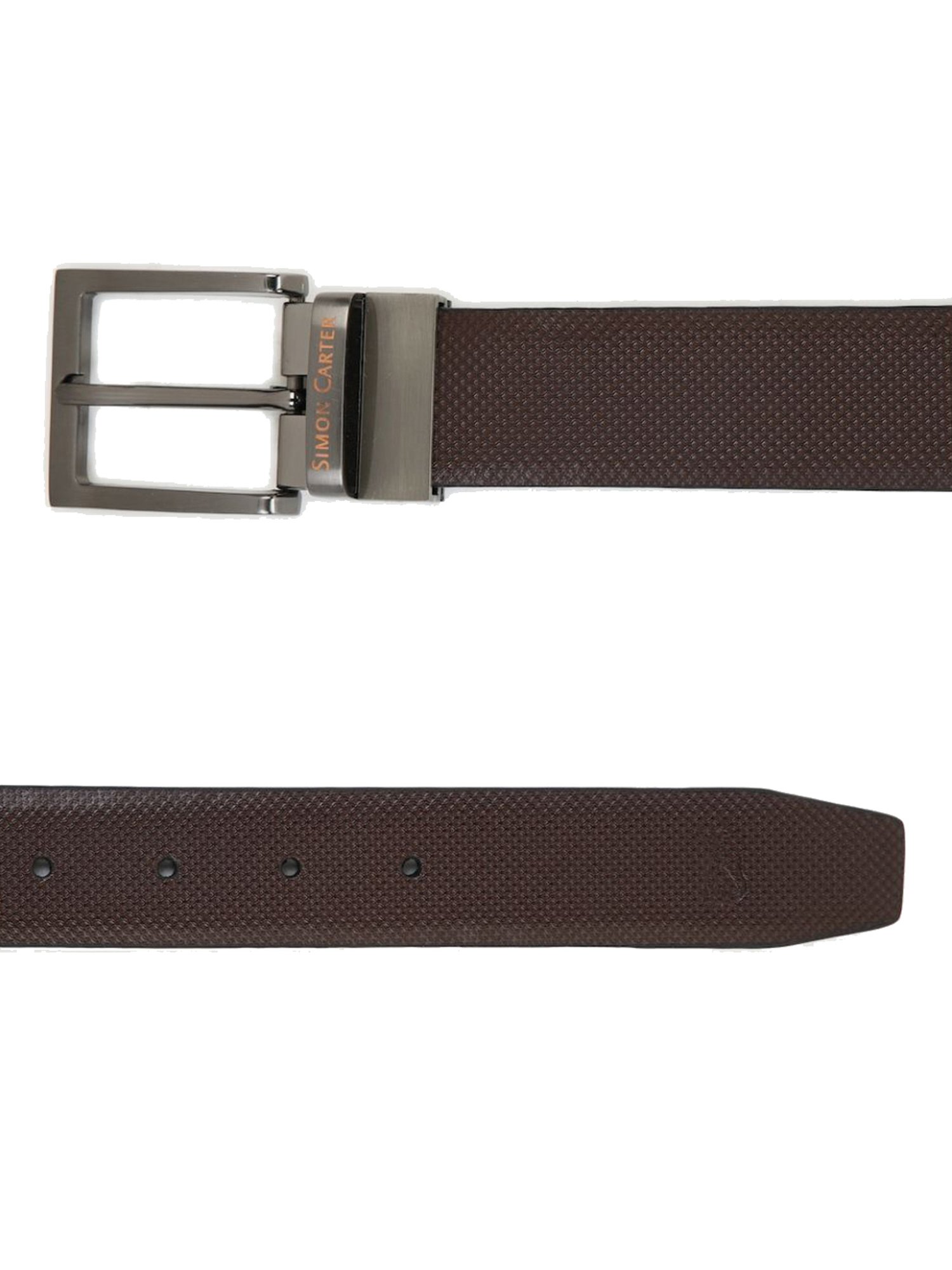 Simon Carter Black Leather Reversible Belt for Men