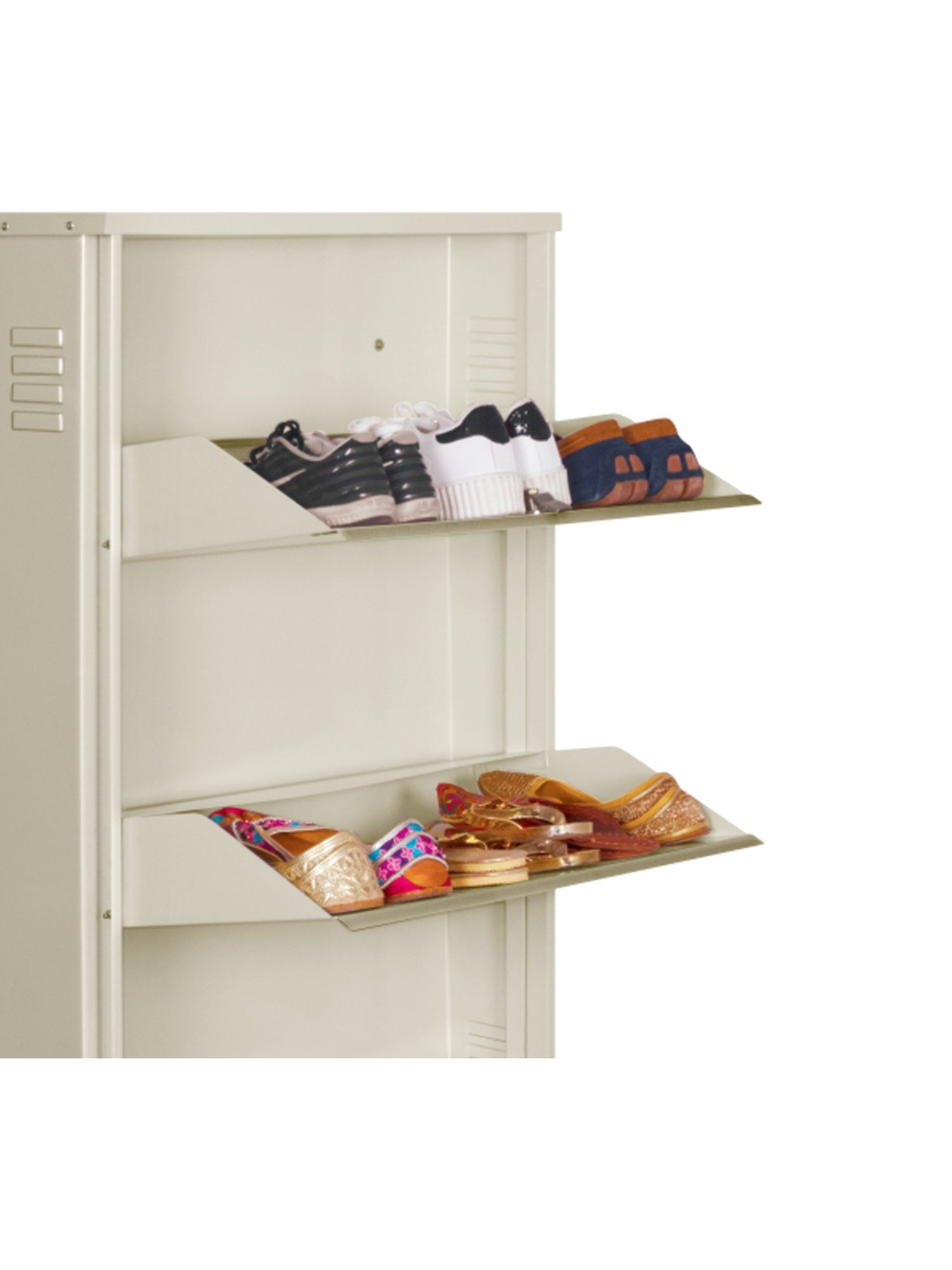 Delite Kom Metal Shoe Rack - 24" 3 Shelf, Ivory Green, PowderCoat, Wall Mount, DIY