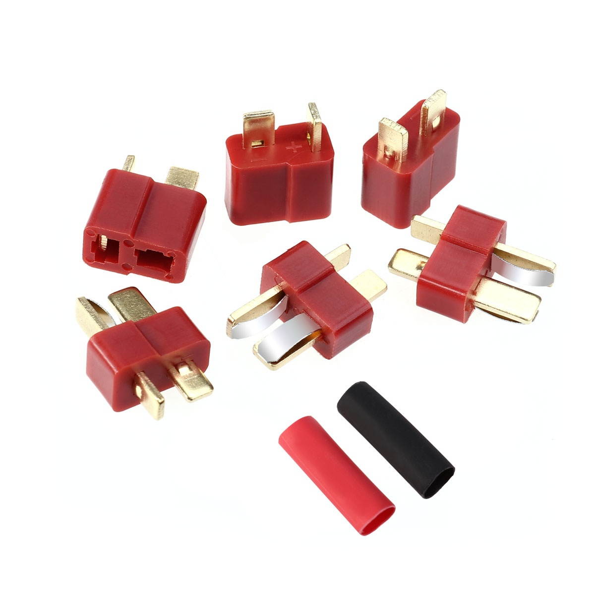 UEETEK 10 Pairs Ultra T-Plug Connectors Deans Style  Male and Female with 20pcs Shrink Tubing For RC LiPo Battery