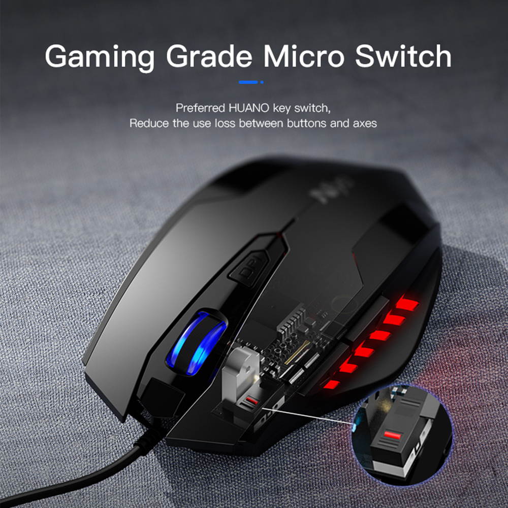 Wired Mouse, USB Wired Gaming Mice with 2400 DPI, 6 Buttons for Computer PC Laptop, USB Wired Mouse 4 Adjustable DPI Levels Mouse for Gamer Win 10/8/7/XP, Black