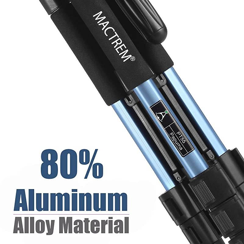 PT55 Travel Camera Tripod Lightweight Aluminum for DSLR SLR Canon Nikon Sony Olympus DV with Carry Bag 11 lbs5kg Load Blue