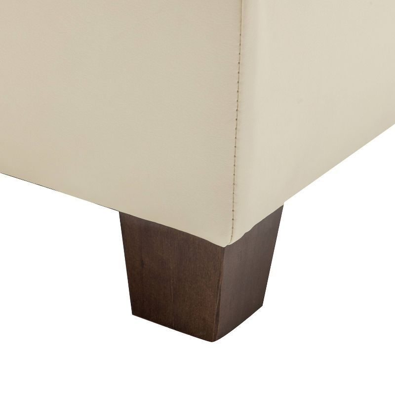 40" Square Rectangle Ottoman with Pillowtop and Exposed Stitching Cream Faux Leather - WOVENBYRD