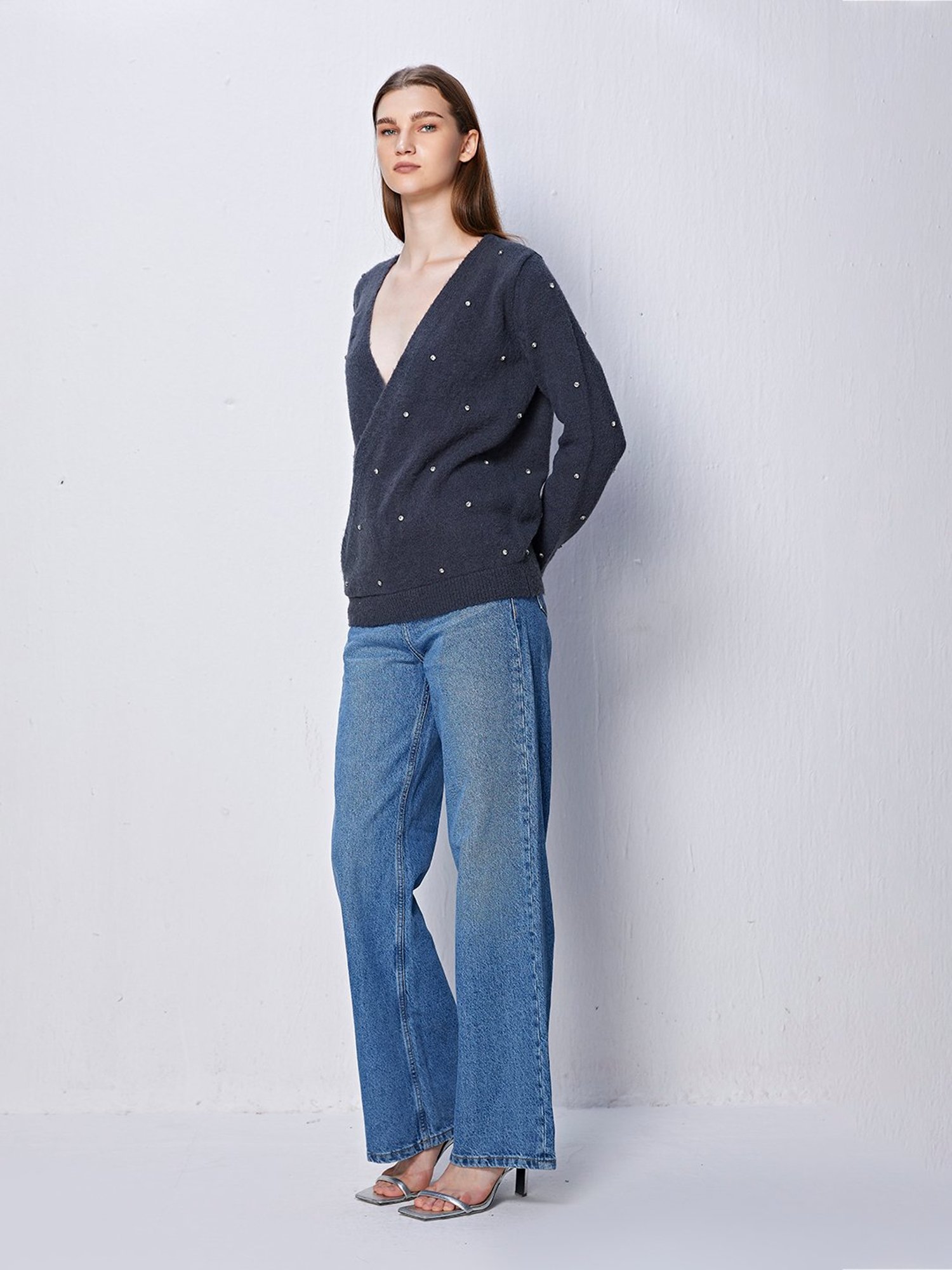 Cover Story Grey Embellished Sweater