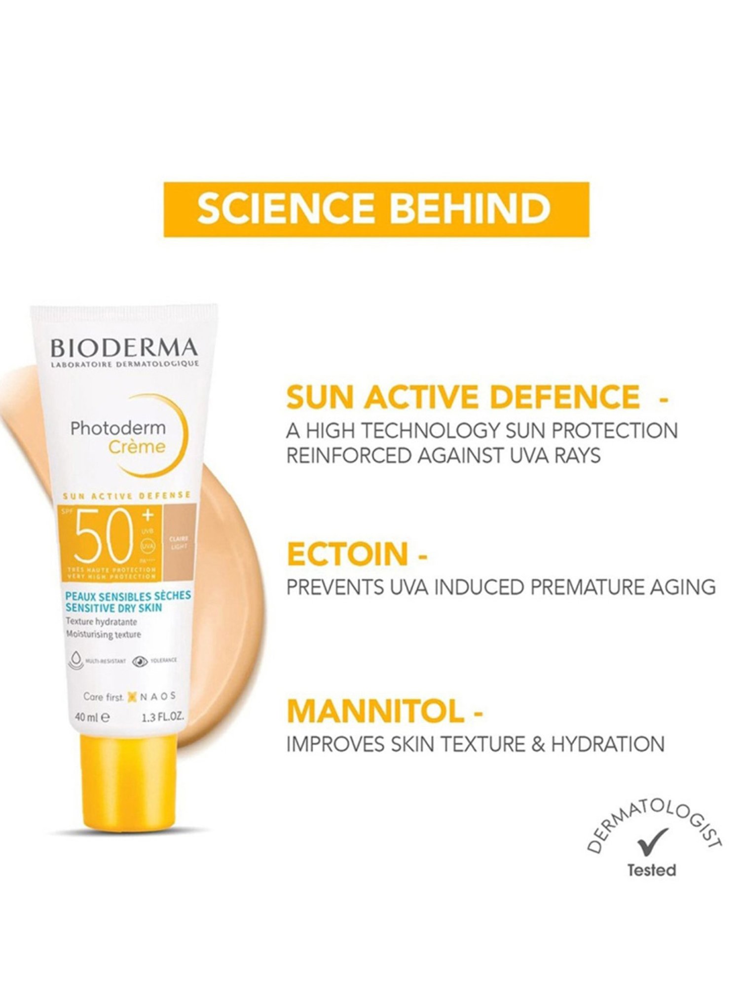 BIODERMA Photoderm Creme Teinte Claire SPF 50+ Sunscreen - 40 ml