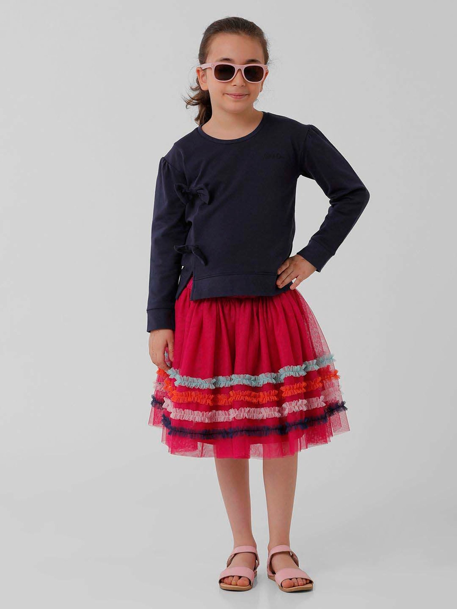 Kate & Oscar Kids Red Color Block Skirt