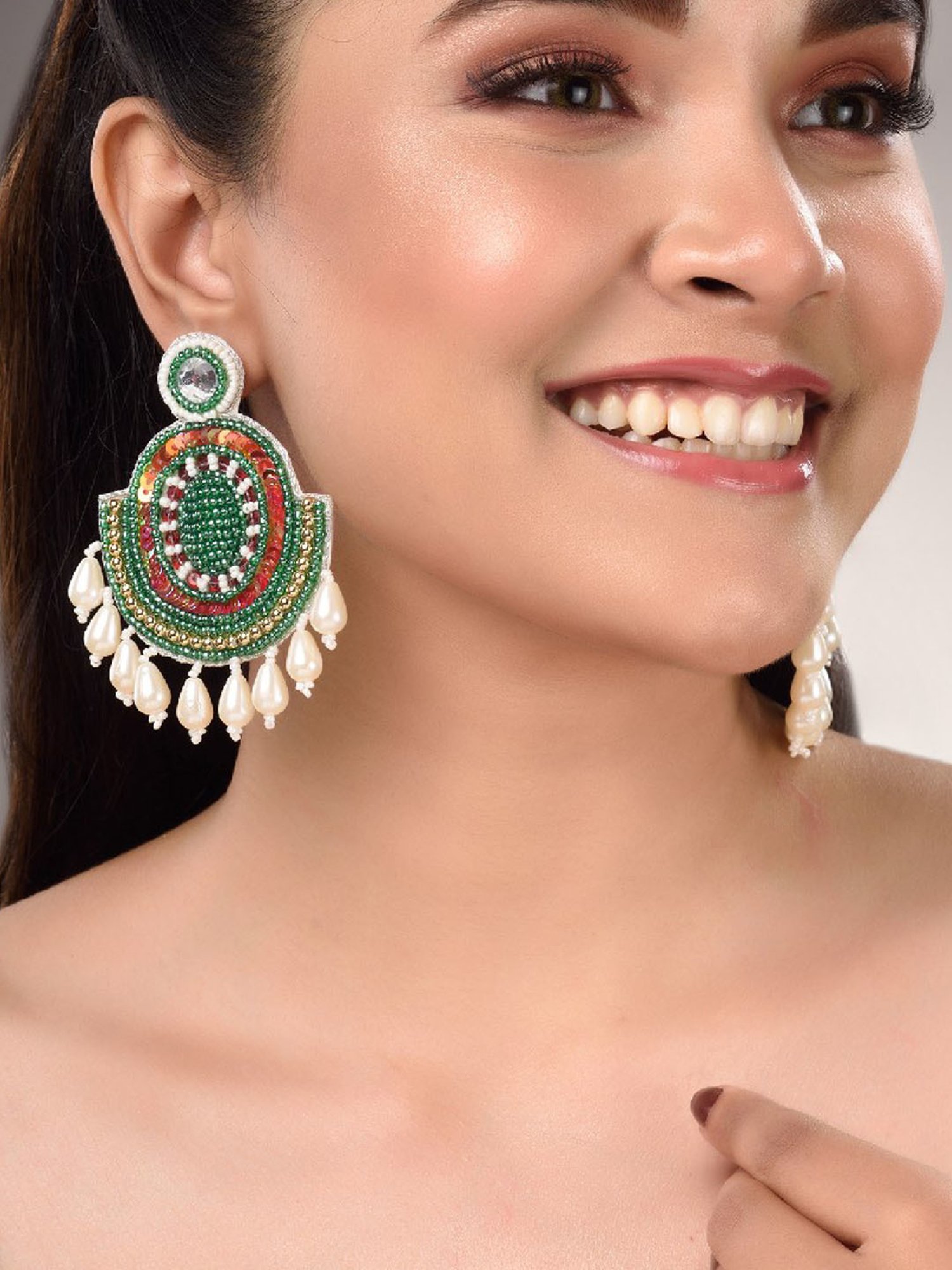 Saraf RS Jewellery Multicoloured Contemporary Dropdown Earrings