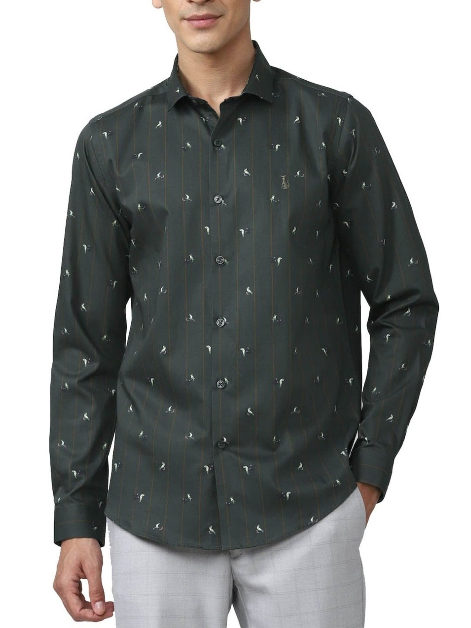 Simon Carter London Grey Printed Slim Fit Shirt