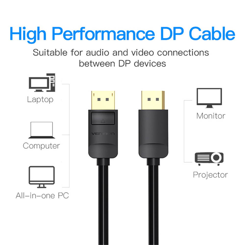 Vention DP Male to Male Cable Displayport Cable DP to DP Cable Computer TV Adapter Display Port Connector for PC Macbook HDTV Projector 4K@60Hz