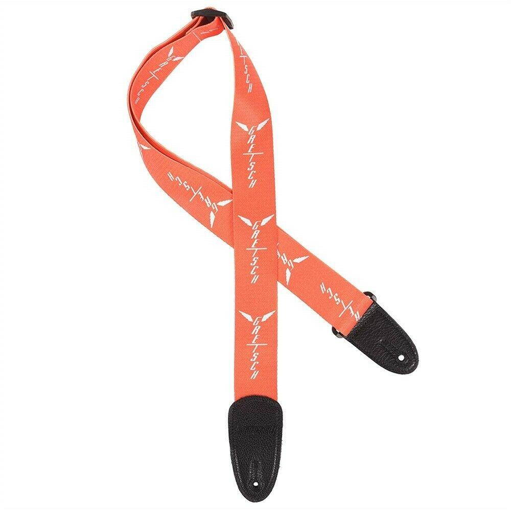 NEW Gretsch Wing Logo Pattern Poly Guitar Strap - ORANGE/GREY, #922-9464-003
