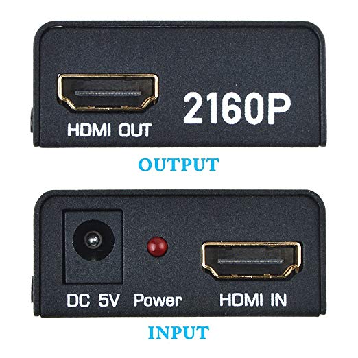 HDMI Booster 2.0, Aigrous 4K2K 1080P 3D HDMI Amplifier Repeater HDMI Powered Signal Amplifier Booster 18Gbps Bandwidth HDCP 2.2 Up to 60m/200ft Transmission Distance