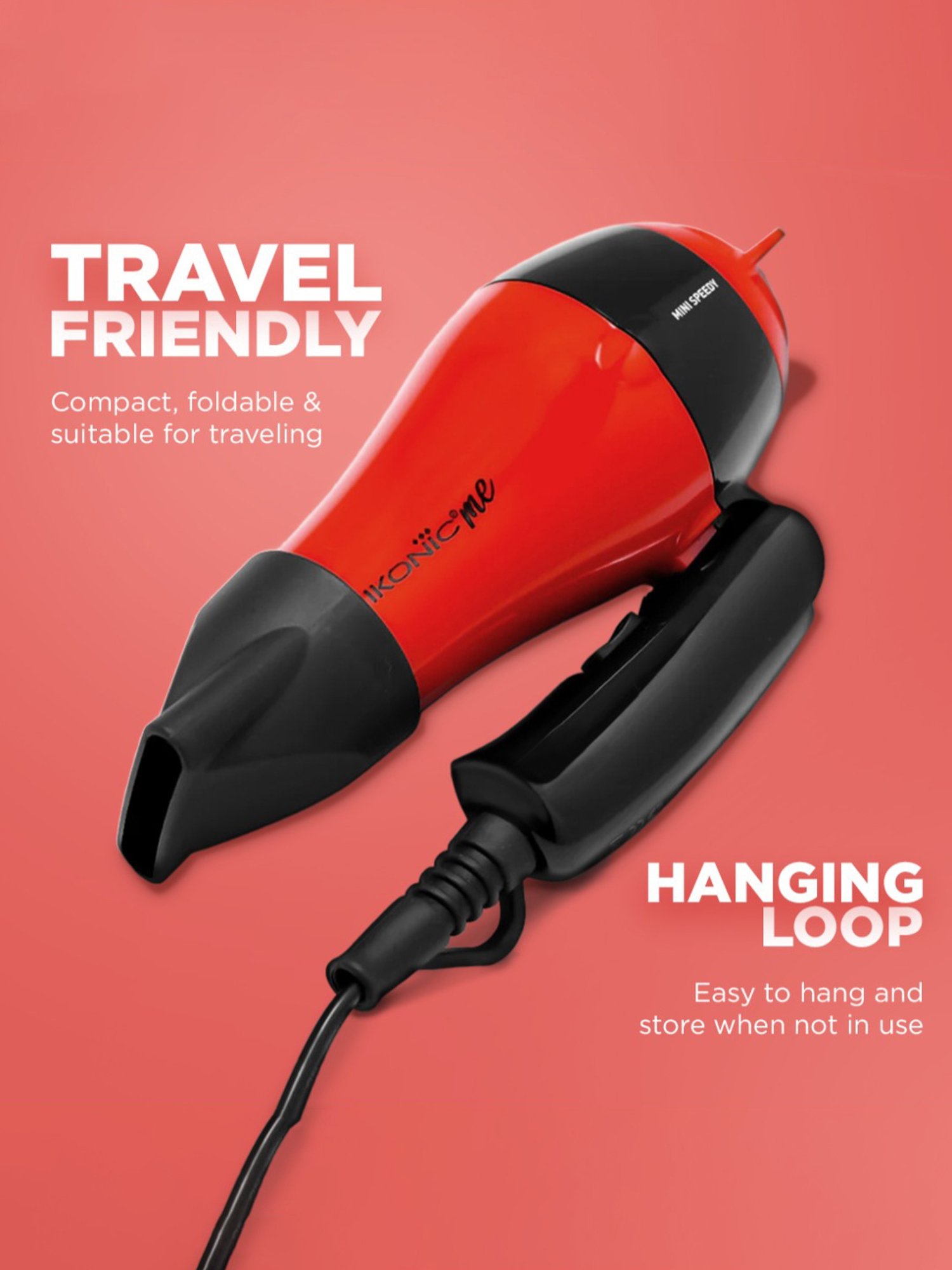 Ikonic Me Mini Speedy Hair Dryer - Red