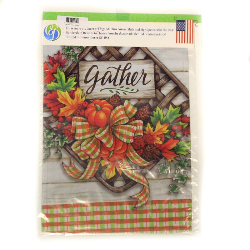 Home & Garden 18.0" Gather Basket Flag Autumn Pumpkins Ribbon Custom Decor  -  Flags