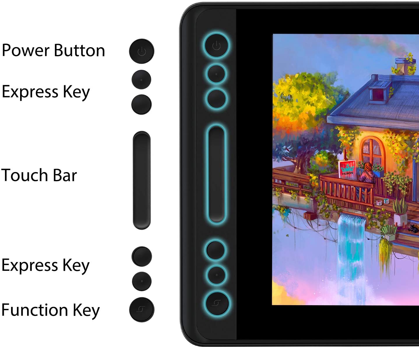 Huion KAMVAS Pro 13 Graphics Drawing Monitor Pen Display Tilt Function 8192 Pen Pressure Battery-Free Stylus, Full-Laminated Screen, 120% sRGB(No Stand)