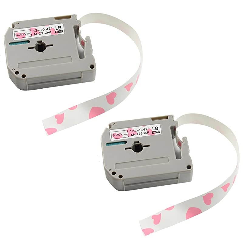 MK231 Label Tape  2 Rolls Unique Design Cartoon Style Black on Pink Love Compatible for Brother NonLaminated M Series Labeling Tape MK231 MK231 M231 12mm 047 X 8m 262