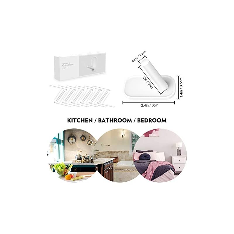 Hooks, Heavy Duty Wall Hooks, Towel Hooks for Bathrooms 12 Value Pack, Clear Frosted Strips Hooks White Decorate, Sticky Hook for Backpack, hat, Scarf, Belt, Hanging Coats, Water-Resistant