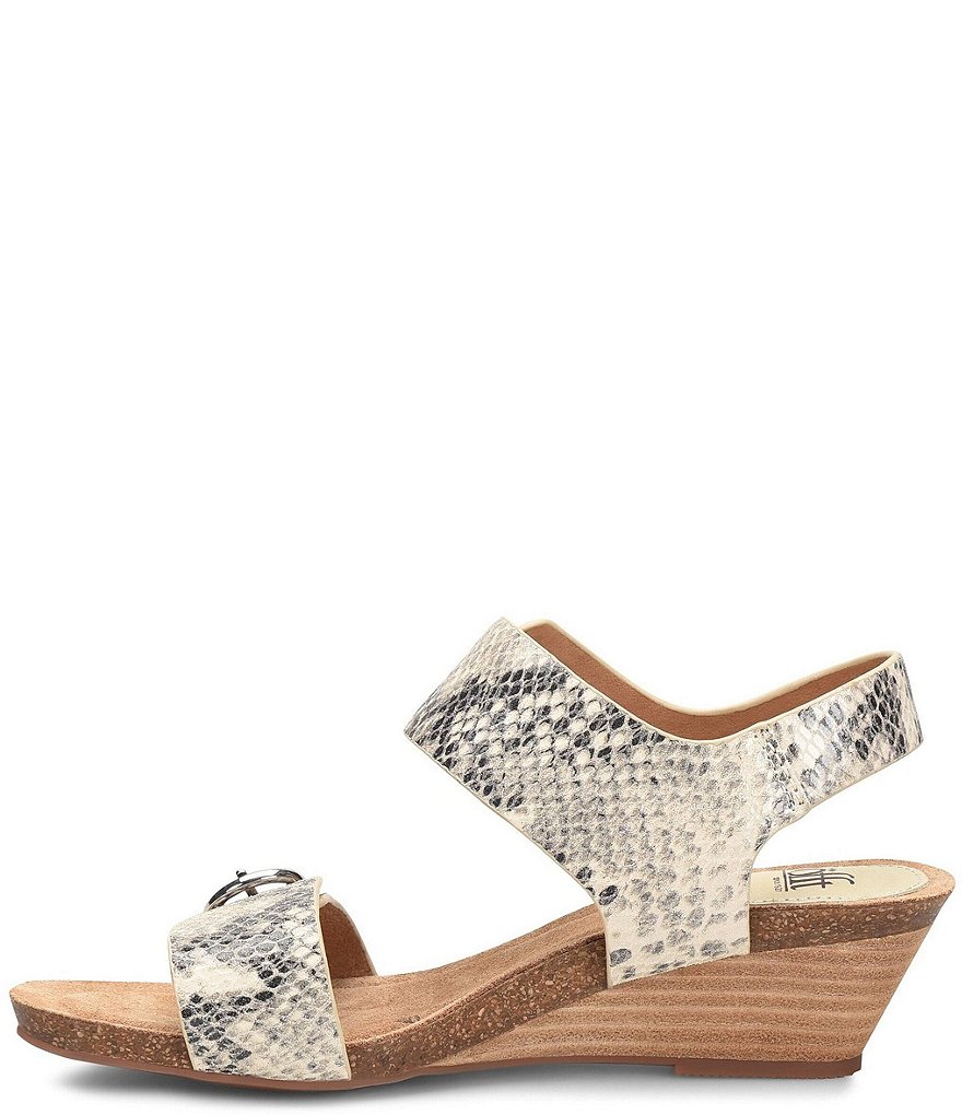 Sofft Vaden Adjustable Snake Print Leather Wedge Sandals
