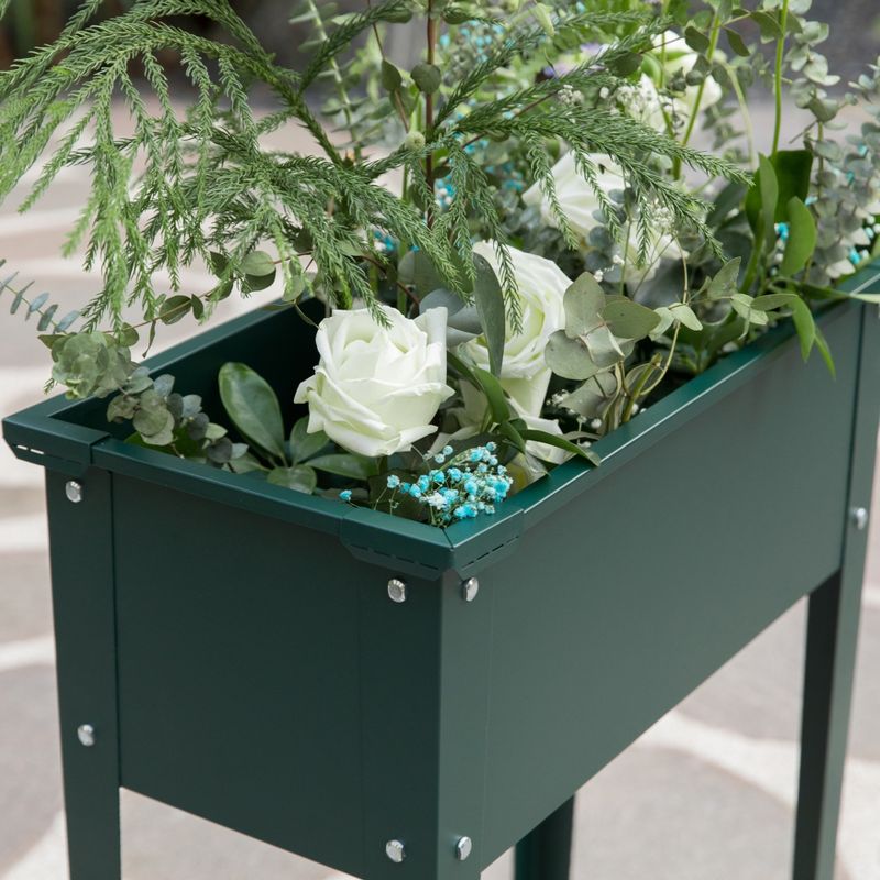 Gardenised Green Freestanding Raised Garden Bed Rectangular Flower Planter